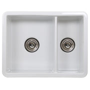 Nantucket Sinks Island Collection Fireclay 24" White Double Bowl Dualmount Sink ISFC24x18W-DB2