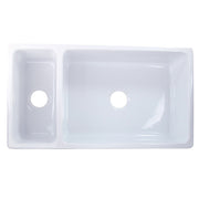Nantucket Sinks Glossy White Reversible Double Bowl Italian Fireclay Farmhouse Sink ISFCGW35X19DBSO - view 2