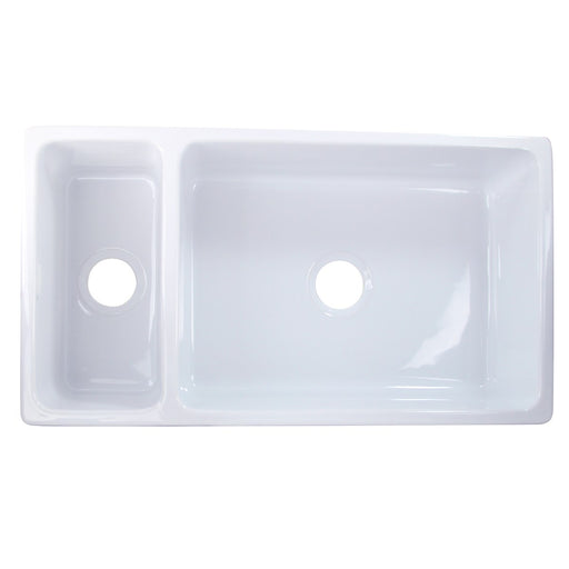 Nantucket Sinks Glossy White Reversible Double Bowl Italian Fireclay Farmhouse Sink ISFCGW35X19DBSO - view 2