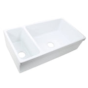 Nantucket Sinks Glossy White Reversible Double Bowl Italian Fireclay Farmhouse Sink ISFCGW35X19DBSO - view 6