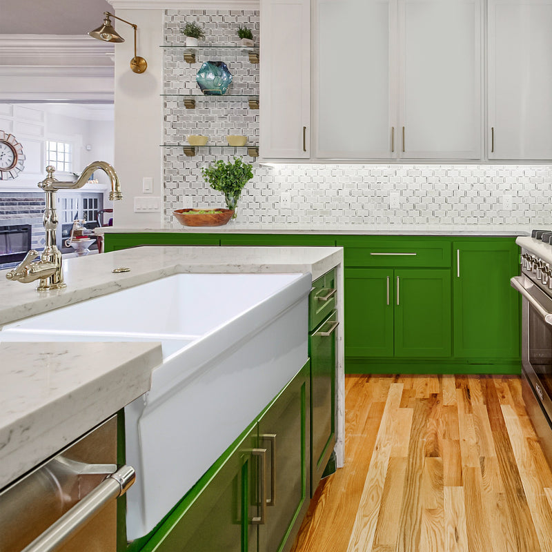 Nantucket Sinks Glossy White Reversible Double Bowl Italian Fireclay Farmhouse Sink ISFCGW35X19DBSO - view 7
