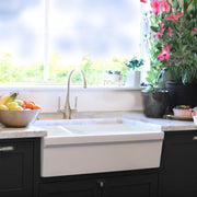 Nantucket Sinks Glossy White Reversible Double Bowl Italian Fireclay Farmhouse Sink ISFCGW35X19DBSO - view 8