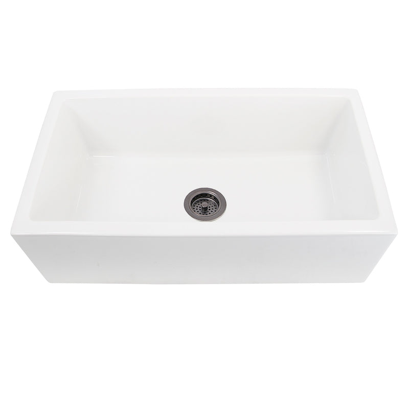 Nantucket Sinks 33" Reversible Italian Fireclay Farmhouse Sink - White ISFCW33x18SO - view 3