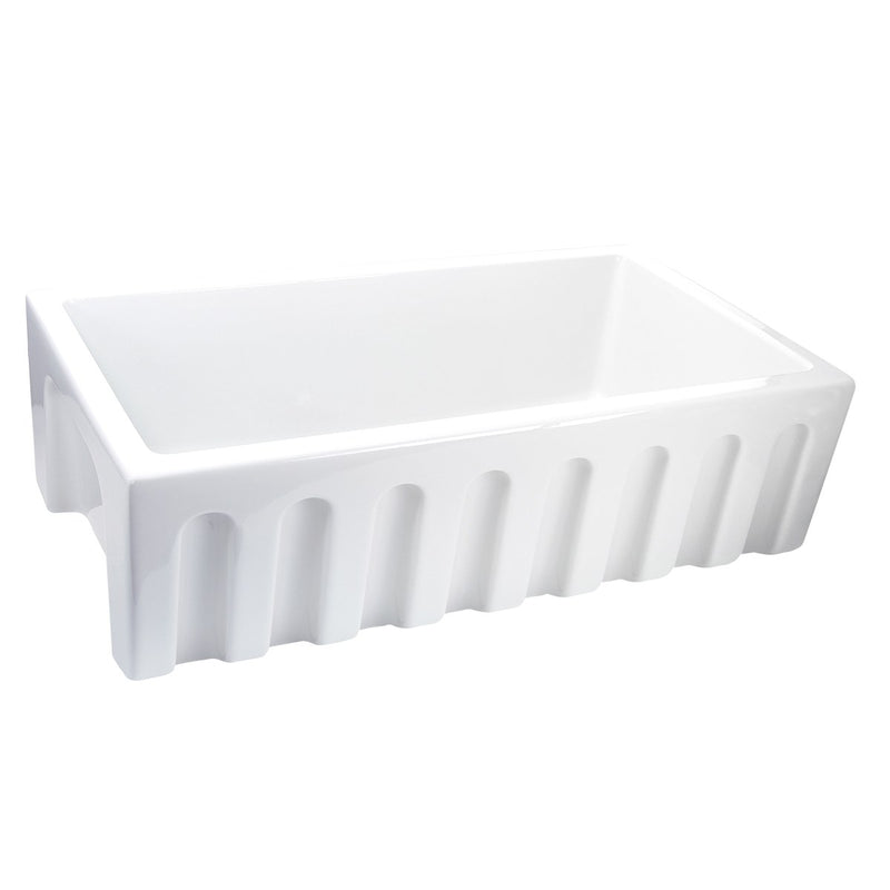 Nantucket Sinks 33" Reversible Italian Fireclay Farmhouse Sink - White ISFCW33x18SO