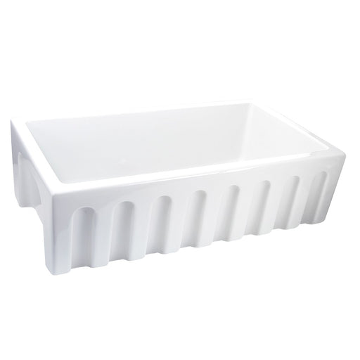 Nantucket Sinks 33" Reversible Italian Fireclay Farmhouse Sink - White ISFCW33x18SO