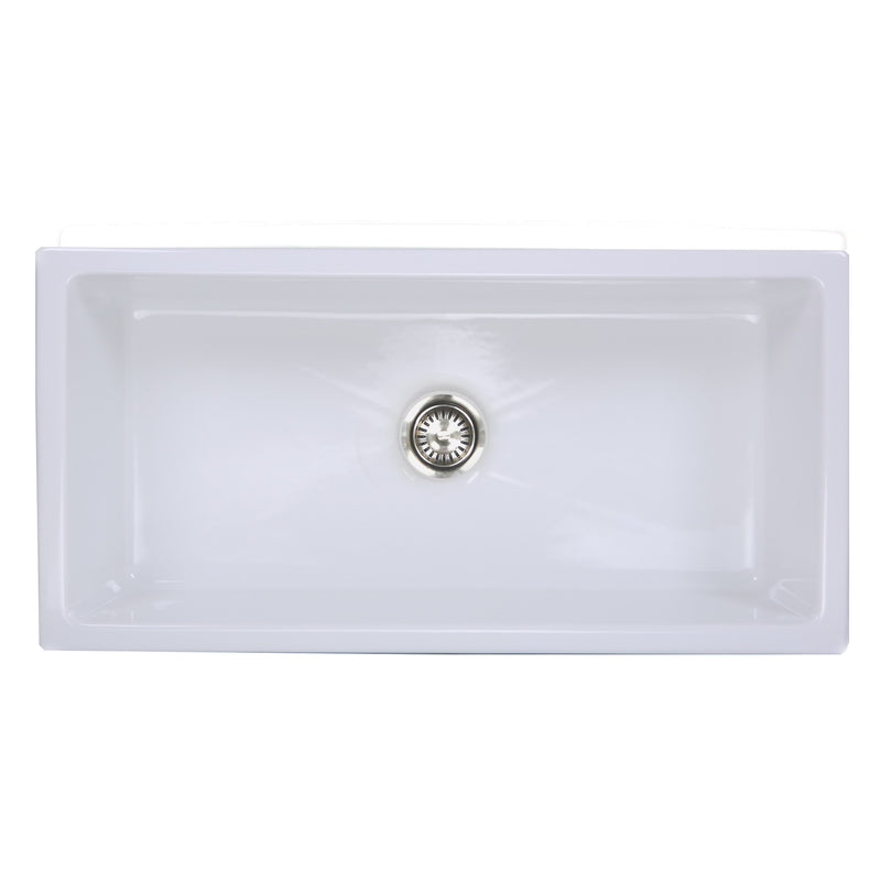 Nantucket Sinks 36" Reversible Italian Fireclay Farmhouse Sink - White ISFCW36x18SO - view 2