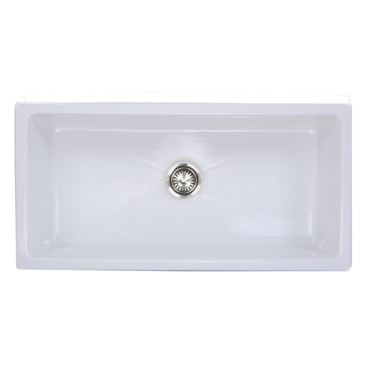 Nantucket Sinks 36" Reversible Italian Fireclay Farmhouse Sink - White ISFCW36x18SO - view 2