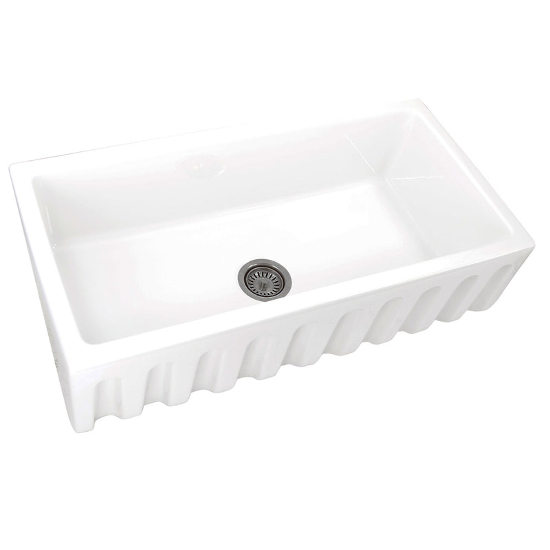 Nantucket Sinks 36" Reversible Italian Fireclay Farmhouse Sink - White ISFCW36x18SO - view 5
