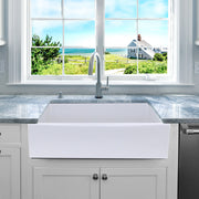 Nantucket Sinks 36" Reversible Italian Fireclay Farmhouse Sink - White ISFCW36x18SO - view 6