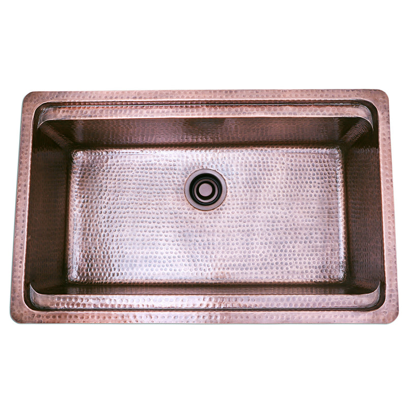 Nantucket Sinks 32 Inch Hammered Prepstation Dualmount Copper Sink KCH-PS-3220 - view 3