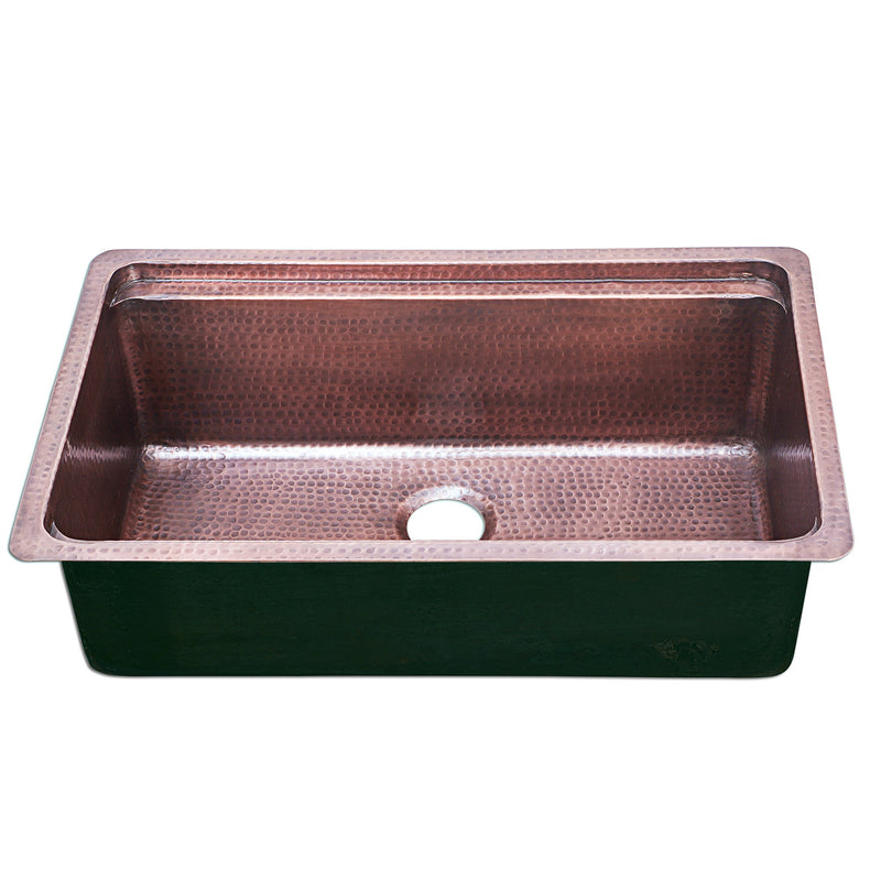 Nantucket Sinks 32 Inch Hammered Prepstation Dualmount Copper Sink KCH-PS-3220 - view 4