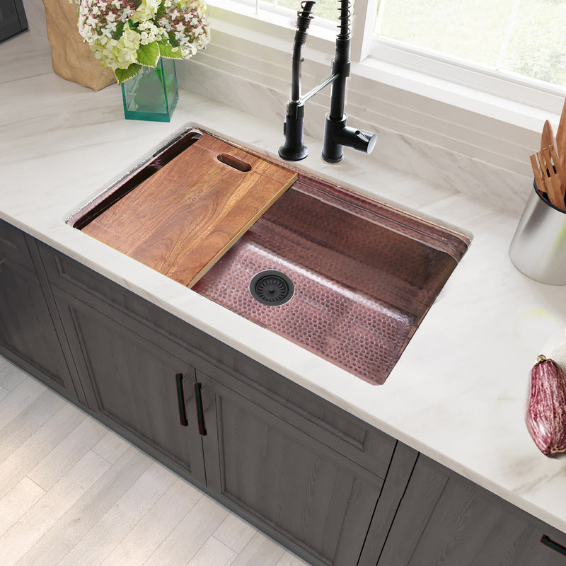 Nantucket Sinks 32 Inch Hammered Prepstation Dualmount Copper Sink KCH-PS-3220 - view 7