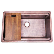 Nantucket Sinks 32 Inch Hammered Prepstation Dualmount Copper Sink KCH-PS-3220