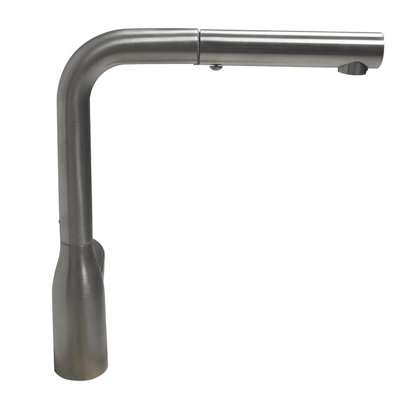 Nantucket Sinks KFPO12BRS Single Handle Brushed Stainless Steel Faucet with Modern Minimalist Styling