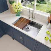Nantucket Sinks 32 Inch Hammered Prepstation Stainless Steel Sink KSSH-PS-3220