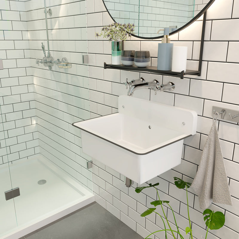 Nantucket Sinks 20-inch Wallmount Bucket Sink No Overflow - White NS-ACBS20-WW - view 7