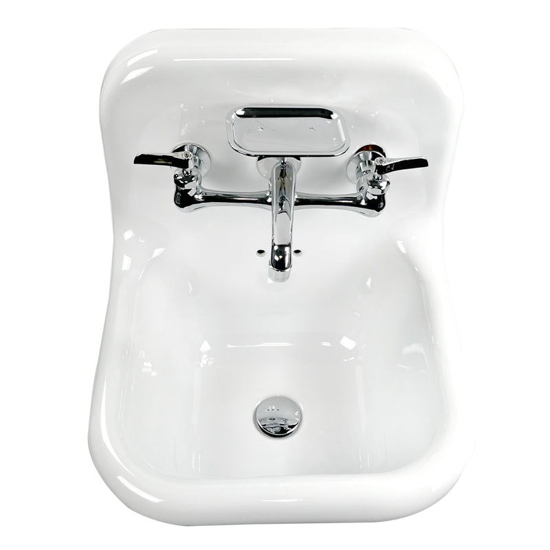 Nantucket Sinks 16.5-inch Fireclay Wallmount Bath Sink with Chrome Accessories Set NS-VC16-WW-CPFCT - view 2