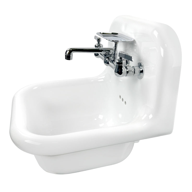 Nantucket Sinks 16.5-inch Fireclay Wallmount Bath Sink with Chrome Accessories Set NS-VC16-WW-CPFCT - view 3
