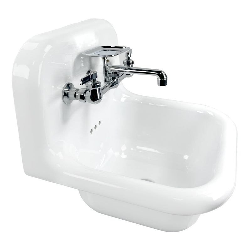 Nantucket Sinks 16.5-inch Fireclay Wallmount Bath Sink with Chrome Accessories Set NS-VC16-WW-CPFCT - view 4