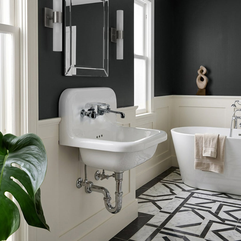 Nantucket Sinks 16.5-inch Fireclay Wallmount Bath Sink with Chrome Accessories Set NS-VC16-WW-CPFCT - view 7