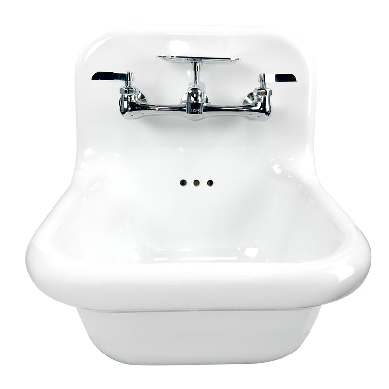 Nantucket Sinks 16.5-inch Fireclay Wallmount Bath Sink with Chrome Accessories Set NS-VC16-WW-CPFCT