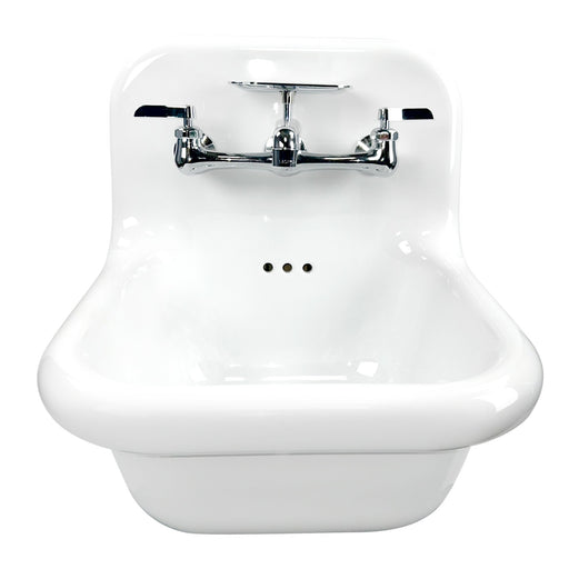 Nantucket Sinks 16.5-inch Fireclay Wallmount Bath Sink with Chrome Accessories Set NS-VC16-WW-CPFCT