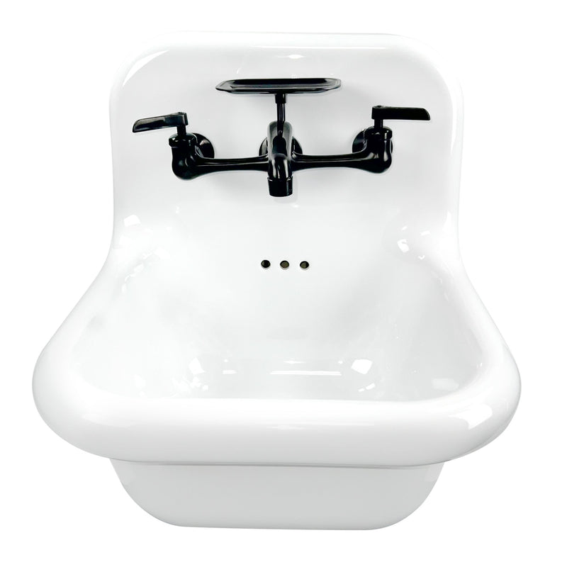 Nantucket Sinks 16.5-inch Fireclay Wallmount Bath Sink with Matte Black Accessories Set NS-VC16-WW-MBFCT - view 2