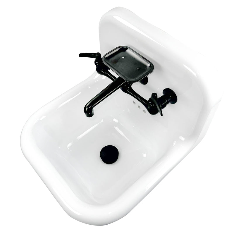 Nantucket Sinks 16.5-inch Fireclay Wallmount Bath Sink with Matte Black Accessories Set NS-VC16-WW-MBFCT - view 4