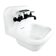 Nantucket Sinks 16.5-inch Fireclay Wallmount Bath Sink with Matte Black Accessories Set NS-VC16-WW-MBFCT - view 5