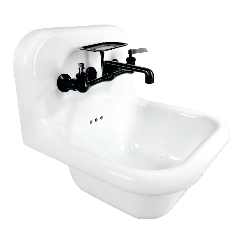 Nantucket Sinks 16.5-inch Fireclay Wallmount Bath Sink with Matte Black Accessories Set NS-VC16-WW-MBFCT - view 5
