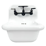 Nantucket Sinks 16.5-inch Fireclay Wallmount Bath Sink with Matte Black Accessories Set NS-VC16-WW-MBFCT