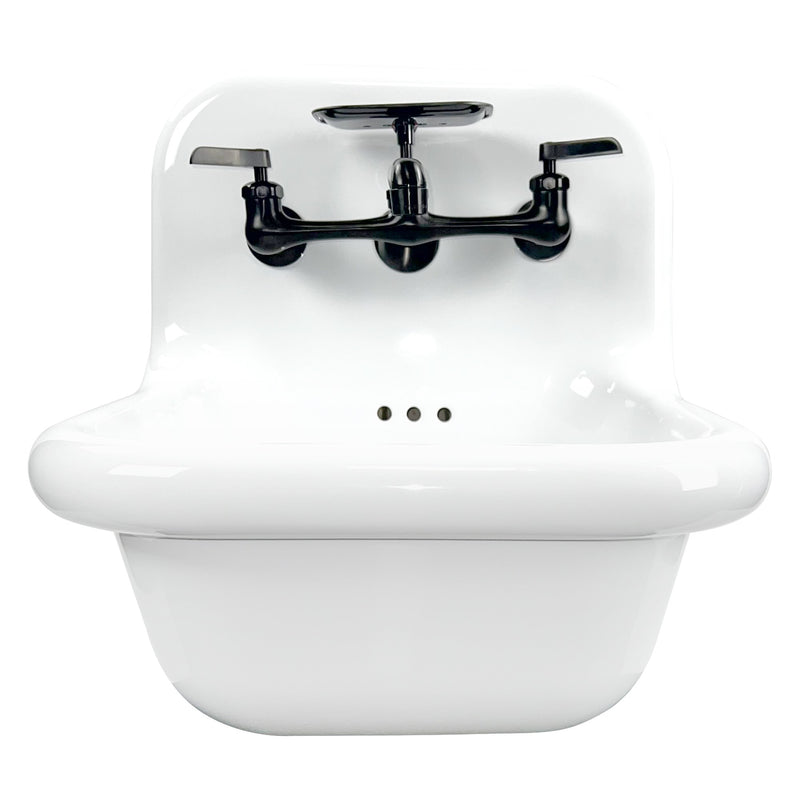 Nantucket Sinks 16.5-inch Fireclay Wallmount Bath Sink with Matte Black Accessories Set NS-VC16-WW-MBFCT