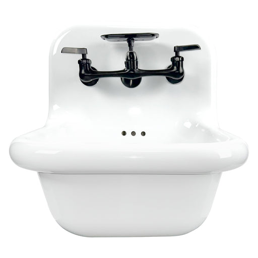 Nantucket Sinks 16.5-inch Fireclay Wallmount Bath Sink with Matte Black Accessories Set NS-VC16-WW-MBFCT