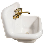 Nantucket Sinks 16.5-inch Fireclay Wallmount Bath Sink with Satin Brushed Brass Accessories Set NS-VC16-WW-SBFCT - view 3