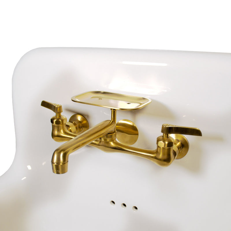 Nantucket Sinks 16.5-inch Fireclay Wallmount Bath Sink with Satin Brushed Brass Accessories Set NS-VC16-WW-SBFCT - view 4
