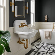 Nantucket Sinks 16.5-inch Fireclay Wallmount Bath Sink with Satin Brushed Brass Accessories Set NS-VC16-WW-SBFCT - view 7