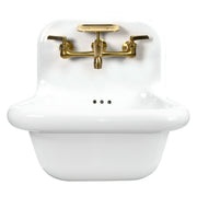 Nantucket Sinks 16.5-inch Fireclay Wallmount Bath Sink with Satin Brushed Brass Accessories Set NS-VC16-WW-SBFCT