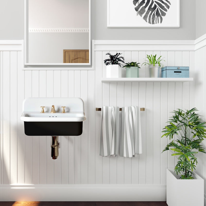 Nantucket Sinks 20-inch Fireclay Wallmount Bath Sink - Black NS-VCDM20-BLKW - view 6