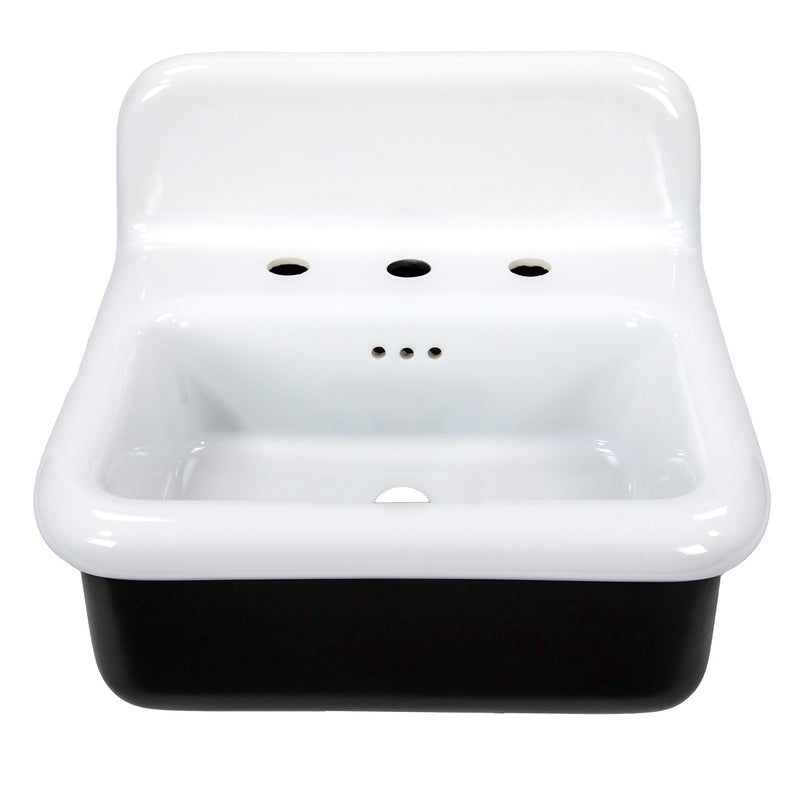 Nantucket Sinks 20-inch Fireclay Wallmount Bath Sink - Black NS-VCDM20-BLKW