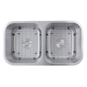 Nantucket Sinks 32.5 Inch Double Bowl Equal Undermount Stainless Steel Kitchen Sink, 16 Gauge NS10i-16