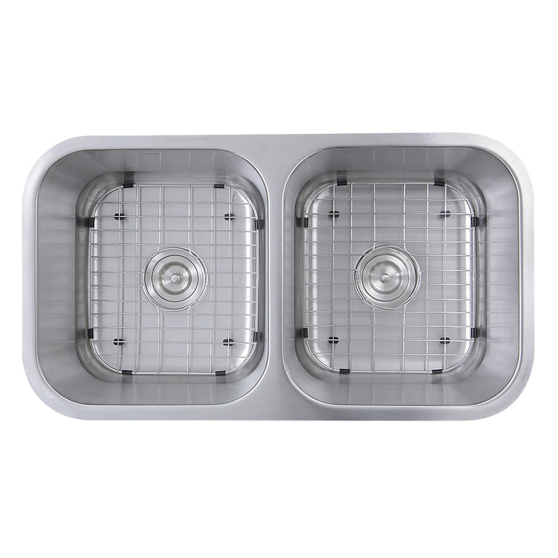 Nantucket Sinks 32.5 Inch Double Bowl Equal Undermount Stainless Steel Kitchen Sink, 16 Gauge NS10i-16