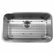Nantucket Sinks NS3018-10-16 30 Inch Large Rectangle Single Bowl Undermount Stainless Steel Kitchen Sink, 10 Inches Deep
