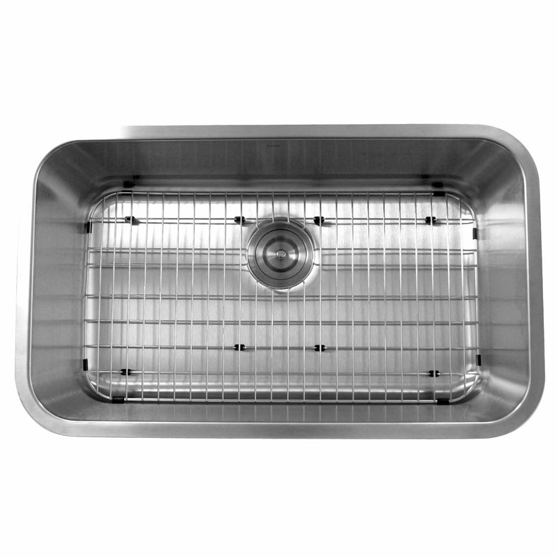 Nantucket Sinks NS3018-9-16 30 Inch Large Rectangle Single Bowl Undermount Stainless Steel Kitchen Sink, 9 Inches Deep