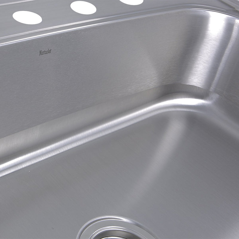 Nantucket Sinks NS3322-8 33 Inch Large Rectangle Single Bowl 18 Gauge Stainless Steel Drop In Kitchen Sink - view 4