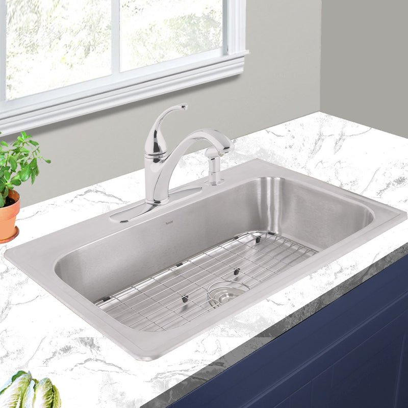 Nantucket Sinks NS3322-8 33 Inch Large Rectangle Single Bowl 18 Gauge Stainless Steel Drop In Kitchen Sink - view 7