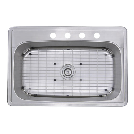 Nantucket Sinks NS3322-8 33 Inch Large Rectangle Single Bowl 18 Gauge Stainless Steel Drop In Kitchen Sink