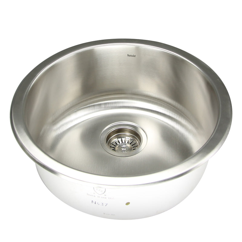 Nantucket Sinks NS37- Round Undermount Stainless Steel Bar/Prep Sink, 18 Gauge - view 2