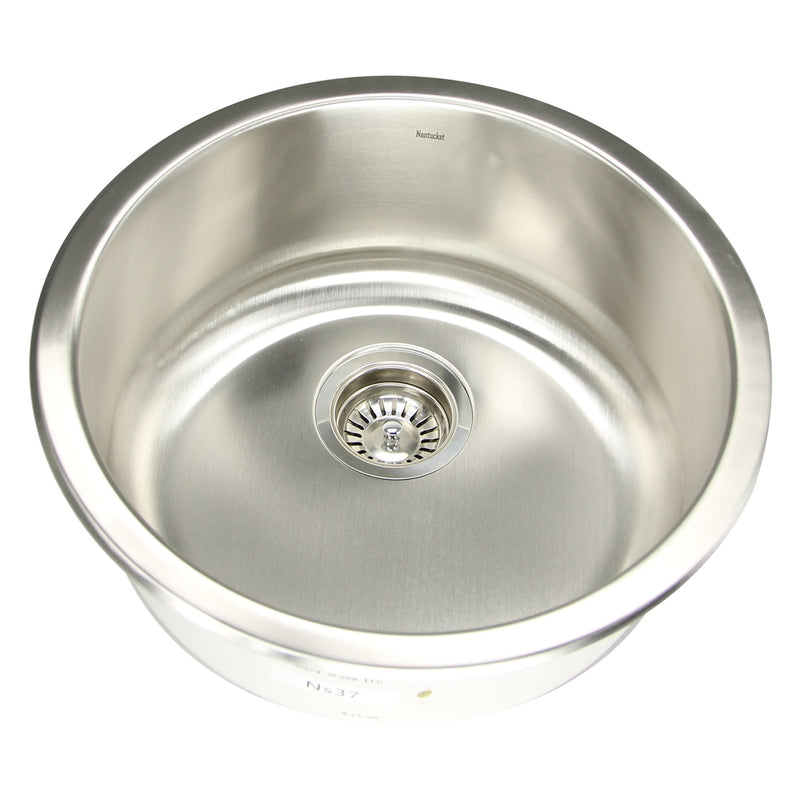 Nantucket Sinks NS37- Round Undermount Stainless Steel Bar/Prep Sink, 18 Gauge - view 3