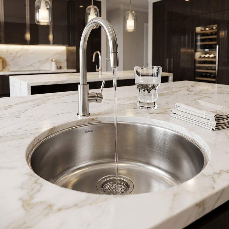 Nantucket Sinks NS37- Round Undermount Stainless Steel Bar/Prep Sink, 18 Gauge - view 4