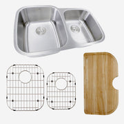 Nantucket Sinks 60/40 Double Bowl 16 Gauge Kitchen Sink with Cutting Board, Grids and Colander Drains NS503-16-CB - view 3